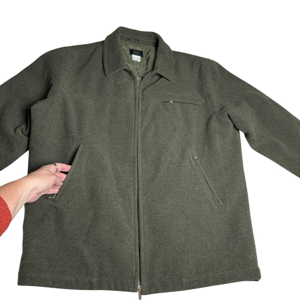 VTG Lacoste Wool Jacket Olive Green Full Zip Collared Pockets Lined SZ XXL READ - Picture 5 of 11